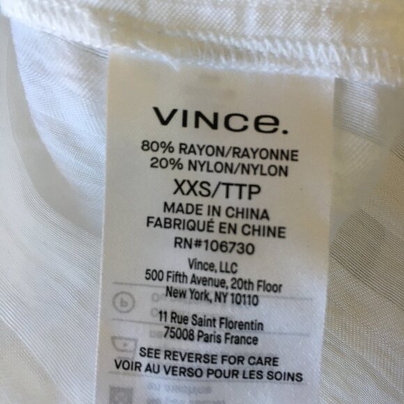VINCE White Textured Striped Semi Sheer Fabric Long Sleeve Button Shirt - Picture 3 of 16